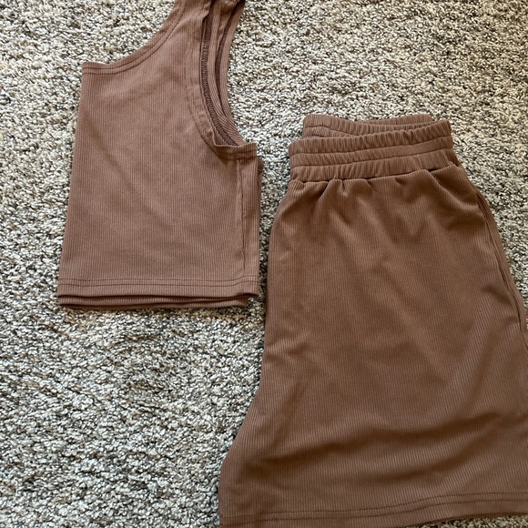 Brown Ribbed Tank Top and Skirt Set NWOT - Picture 1 of 3